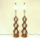 Tall Serpentine Table Lamp in Black Walnut by Picinae Studios