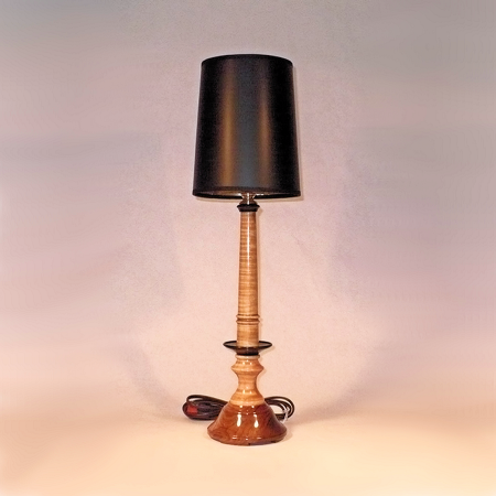 Handmade Wooden Candlestick Lamp Walnut Curly Maple Ebony
