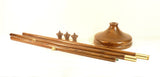 Handmade Wooden Banner Poles in Oak With Provincial Coloring Brass Hardware Weighted Stand Removable Finials By Picinae Studios