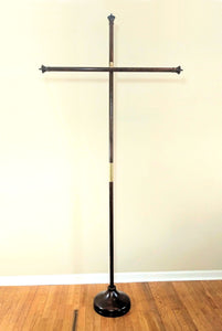 Traditional Banner Pole Handmade in Oak by Picinae Studios in Dark Walnut Coloring