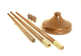Tall Wooden Banner Pole and Stand Turned by Picinae Studios With Solid Brass Hardware in Medium Brown Color 