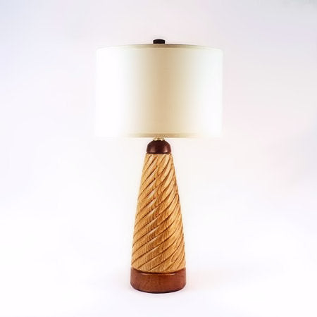 Twist Table Lamp 12 Spiral Handmade Butternut Mahogany 