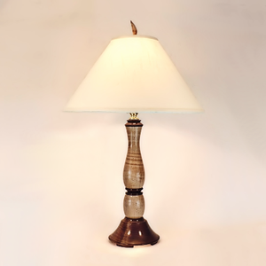 Wooden Table Lamp Ball Lamp 1 Black Walnut Curly Maple Handmade 