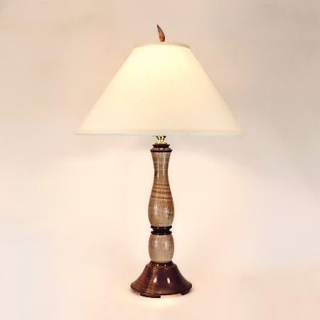 Wooden Table Lamp Ball Lamp 1 Black Walnut Curly Maple Handmade 