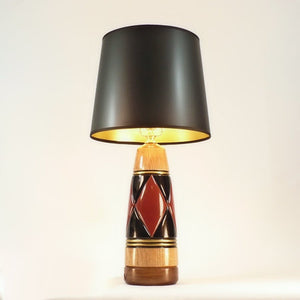 Carved Diamonds Wooden Table Lamp Handmade By Picinae Studios