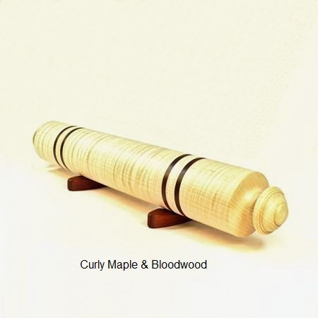 Custom Rolling Pin Curly Maple Bloodwood Handmade BY Picinae Studios