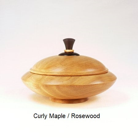 Wooden Sugar Bowl 3 in Curly Maple and Rosewood
